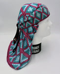 Headshot Headwrap - Sequin Pattern Pink/Teal